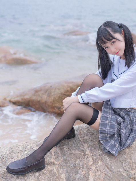 木绵绵OwO - 海边JK和白JK [75P]